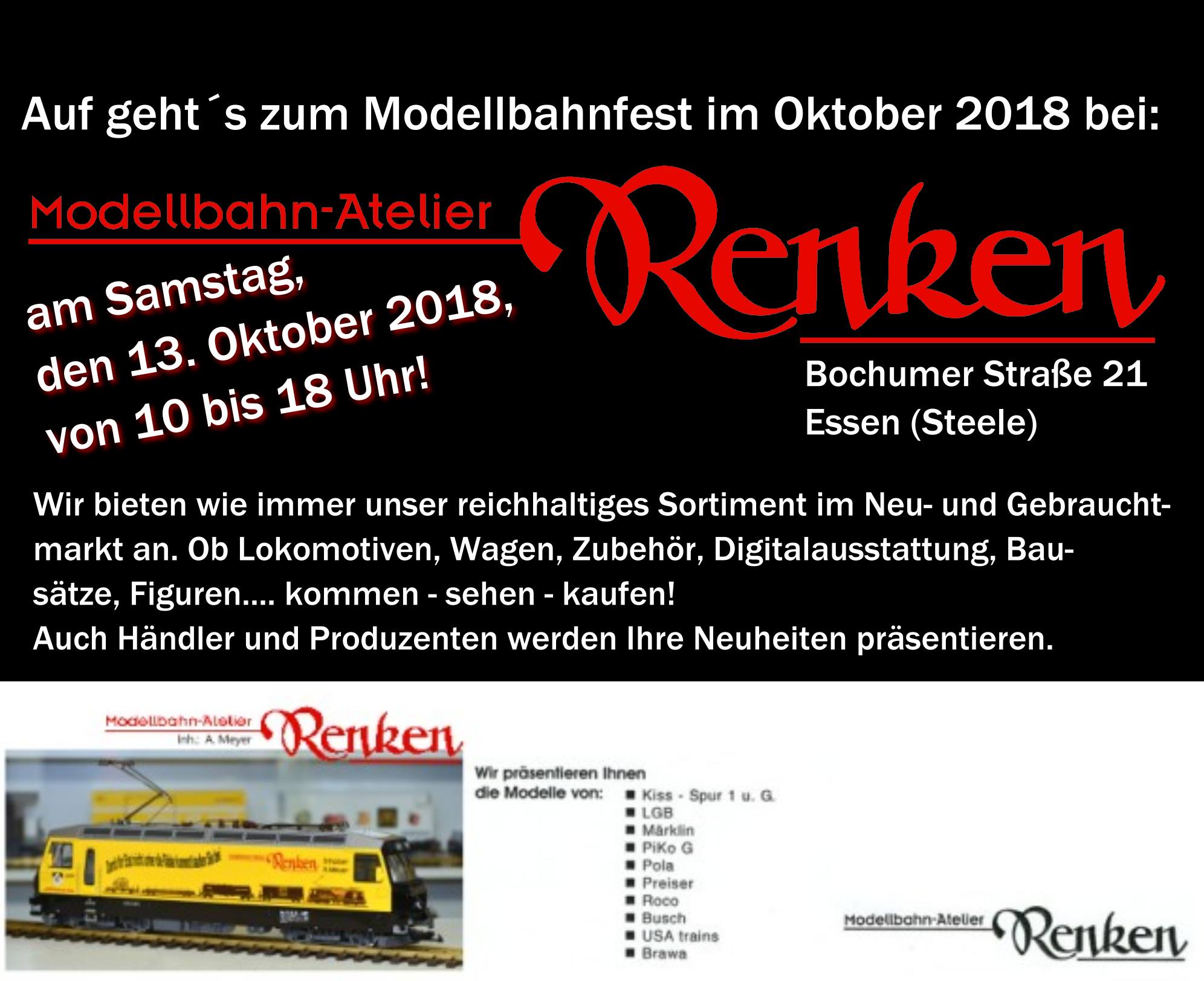 Zum Schluss unsere Einladung zum Oktoberfest 2018 - Modellbahn-Atelier-Renken in Essen.