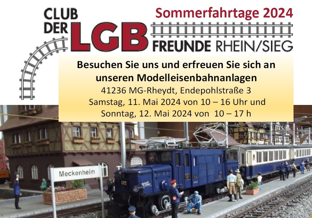 Hinweis auf unsere Sommerfahrtage 2024 am 11. und 12. Mai 2024 im Clubdomizil in Mnchengladbach 