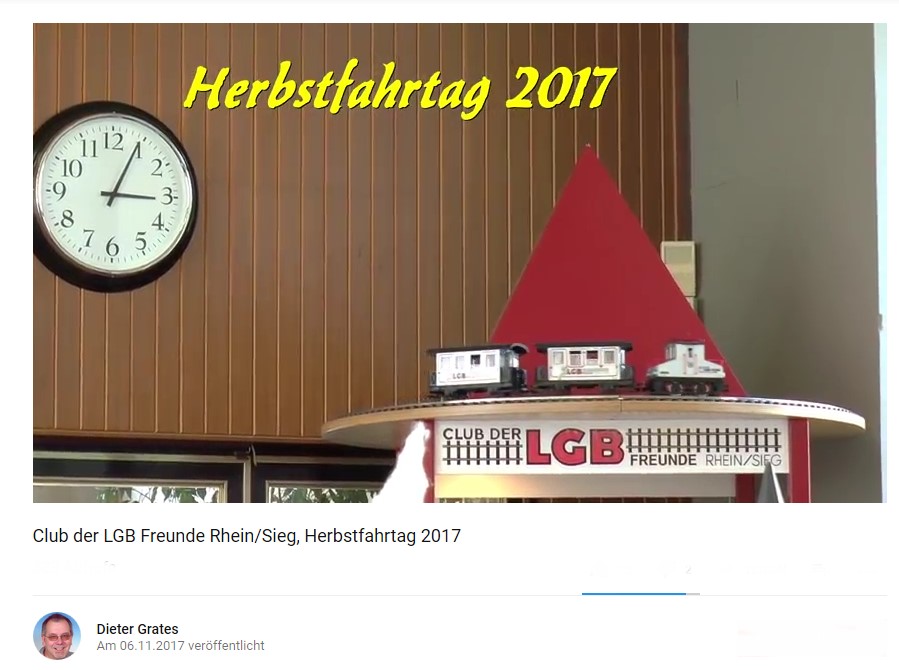 Film von Dieter Grates ist auf YOUTUBE zu sehen. Aufnahmen von unserem Herbstfahrtag 2017. Einfach auf das Bild klicken und zum YOUTUBE Kanal von Dieter Grates wechseln. 