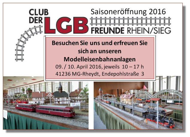Am Samstag, den 09. April 2016 und Sonntag, den 10. April 2016 haben wir unser Domizil jeweils von 10 - 17 Uhr geöffnet.