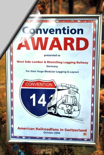 Bei der 14. American Railroadfans Convention im Oktober 2009 erhielten wir für unsere Logging Railway einen Award. 