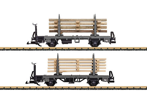 LGB Neuheit 2013 - Doppelpack - Holzwagen mit Beladung der RhB