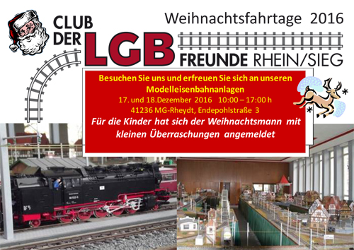 Weihnachtsfahrtage am 17. und 18. Dezember 2016 in unserem Clubdomizil!