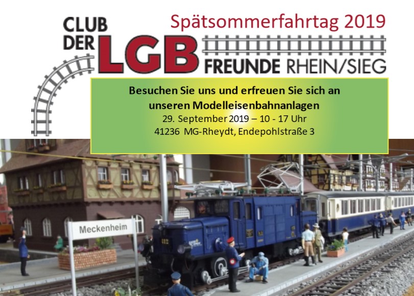 Einladung zum Sptsommerfahrtag im Clubdomizil fr alle begeisterten Gartenbahner- am Sonntag, 29.09.2019! 