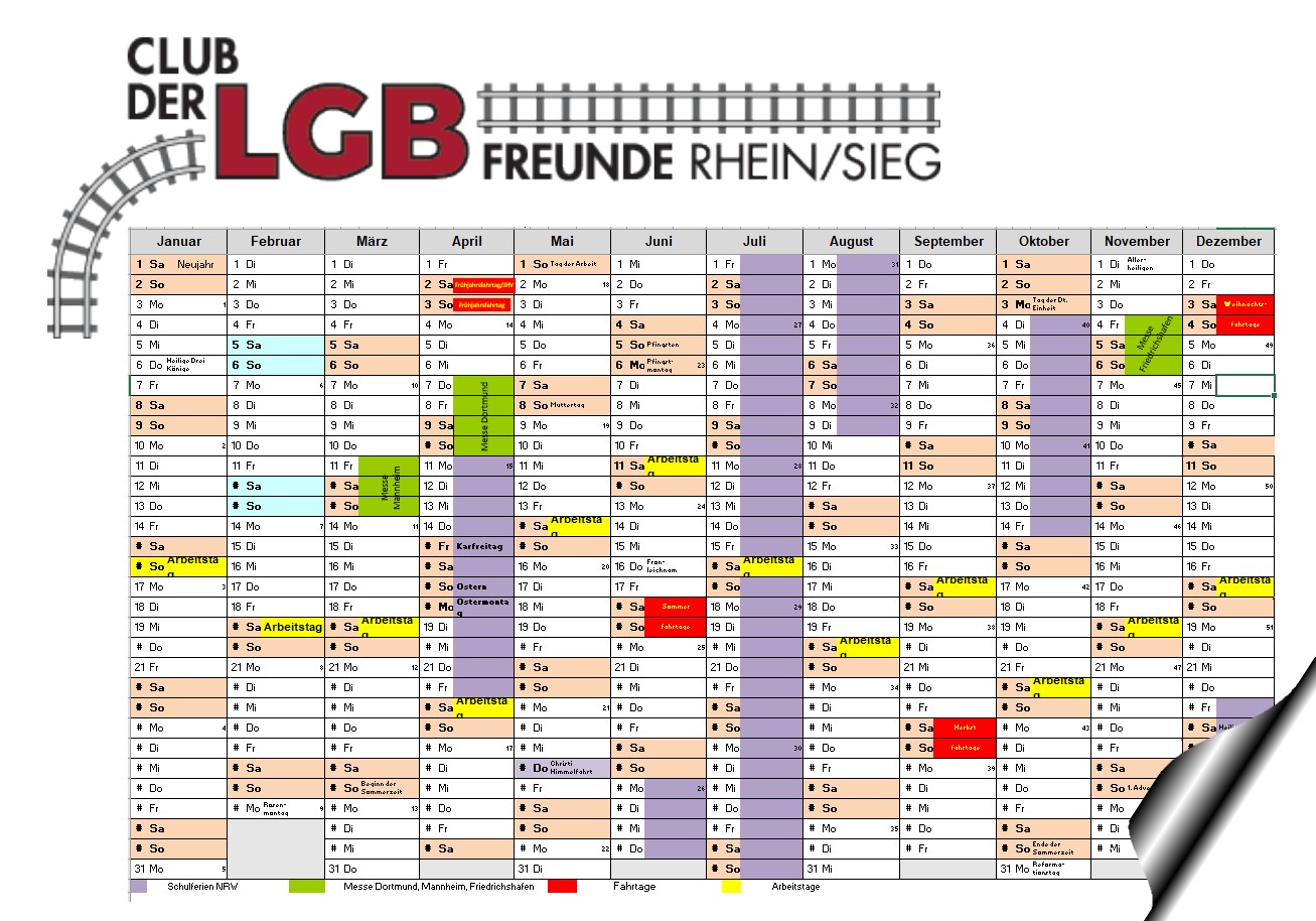 Planungskalender 2022 für die Veranstaltungen Club der LGB Freunde Rhein Sieg e.V. 
