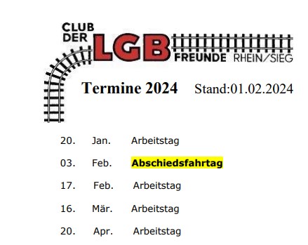 Termine 2024 sind eingestellt. 